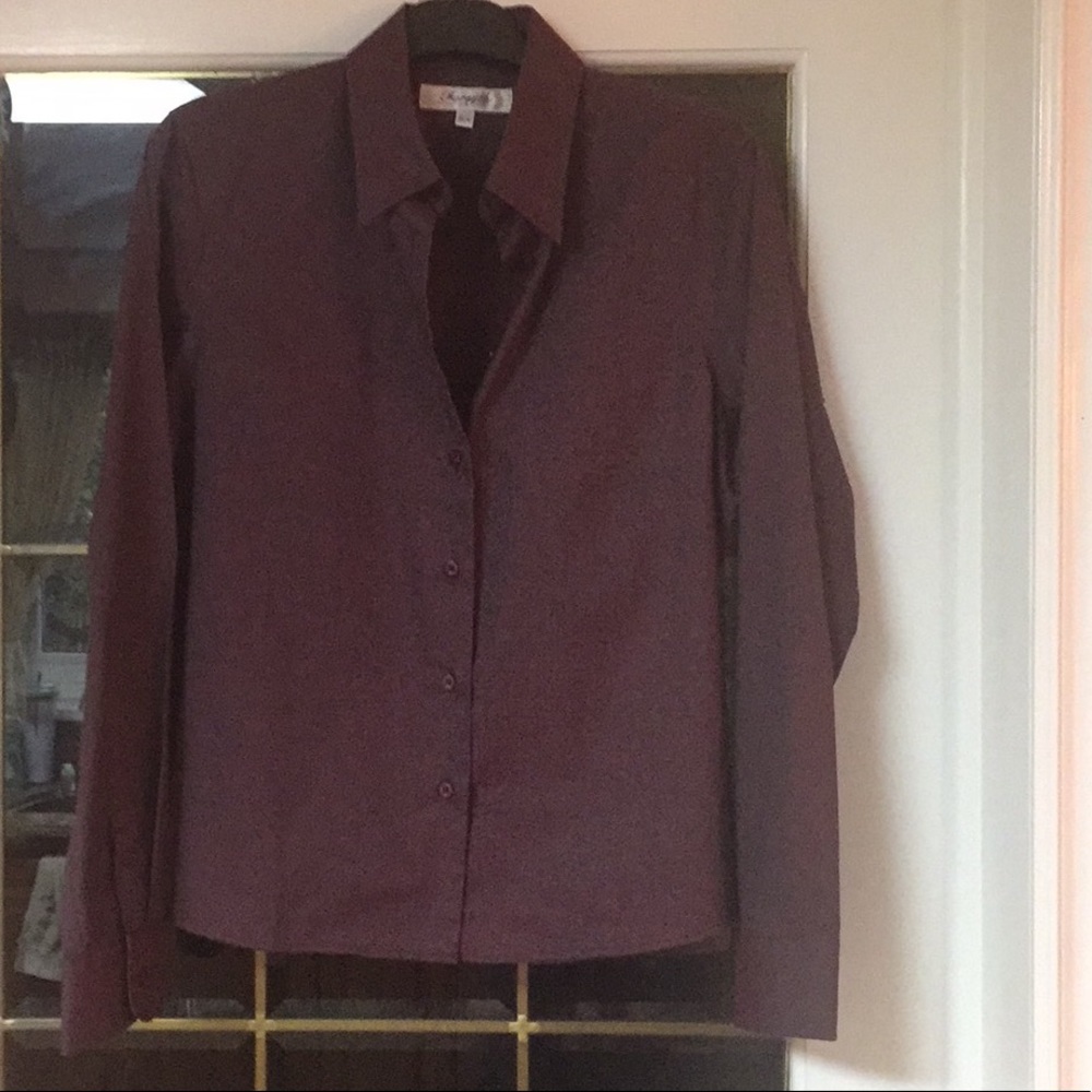 🛍2 $40🛍NWOT Forsyth Wine long sleeve ladies button down shirt